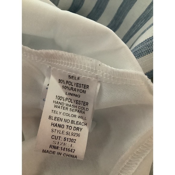 SHE + SKY BLUE AND WHITE STRIPE SLEEVELESS CHAMBRAY DRESS L NWOT - Picture 8 of 9